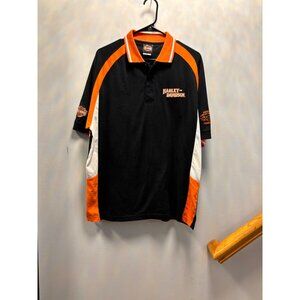 Harley-Davidson Mens Black Short Sleeve Collared American Polo Shirt Size Medium